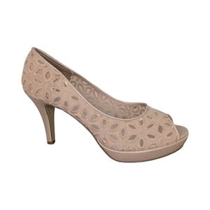 Impo Pale Pink Eyelet Lace Peep Toe Heels Size 8 *Flaws*